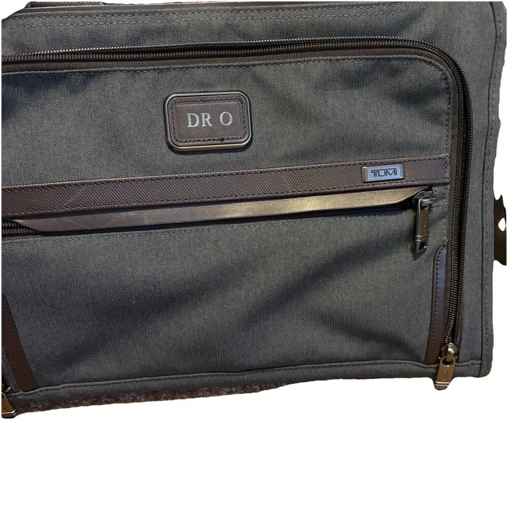 TUMI Alpha 3 Slim Deluxe Portfolio - Gray/ Blue Accents Embroidered* Doctor Bag